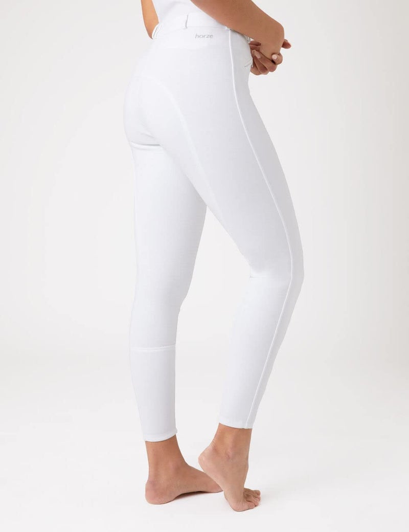 HORZE Active Women's Horse Riding Silicone Grip Full Seat Breeches | Midrise Waist with Front Pocket - White - 30 - Image 4